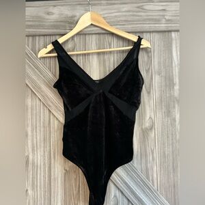 NWT Streetwear Society velvet and mesh sexy black bodysuit
